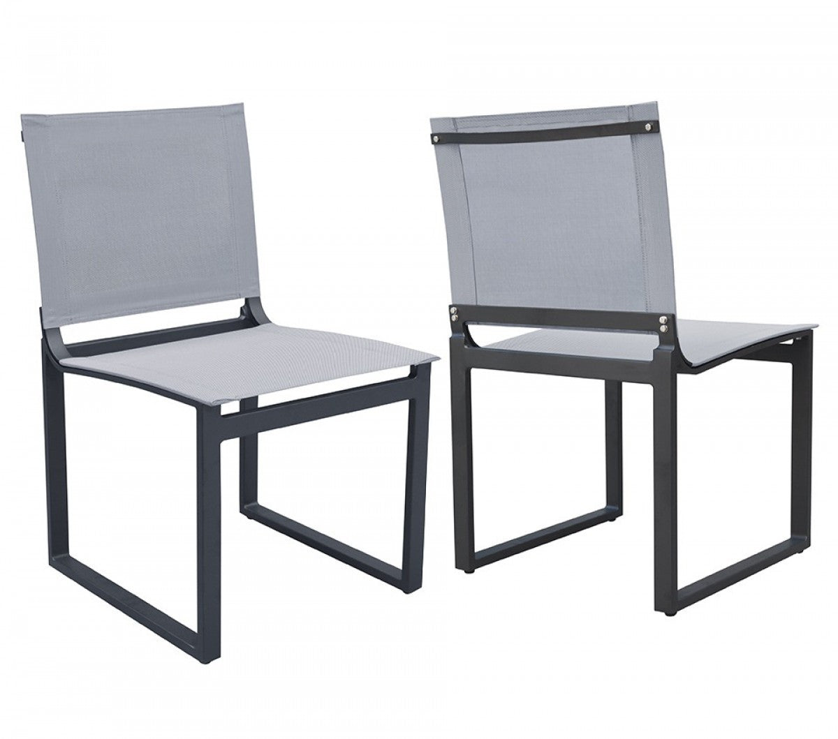 19" Set Of Two Gray and Black Outdoor Dining Chair