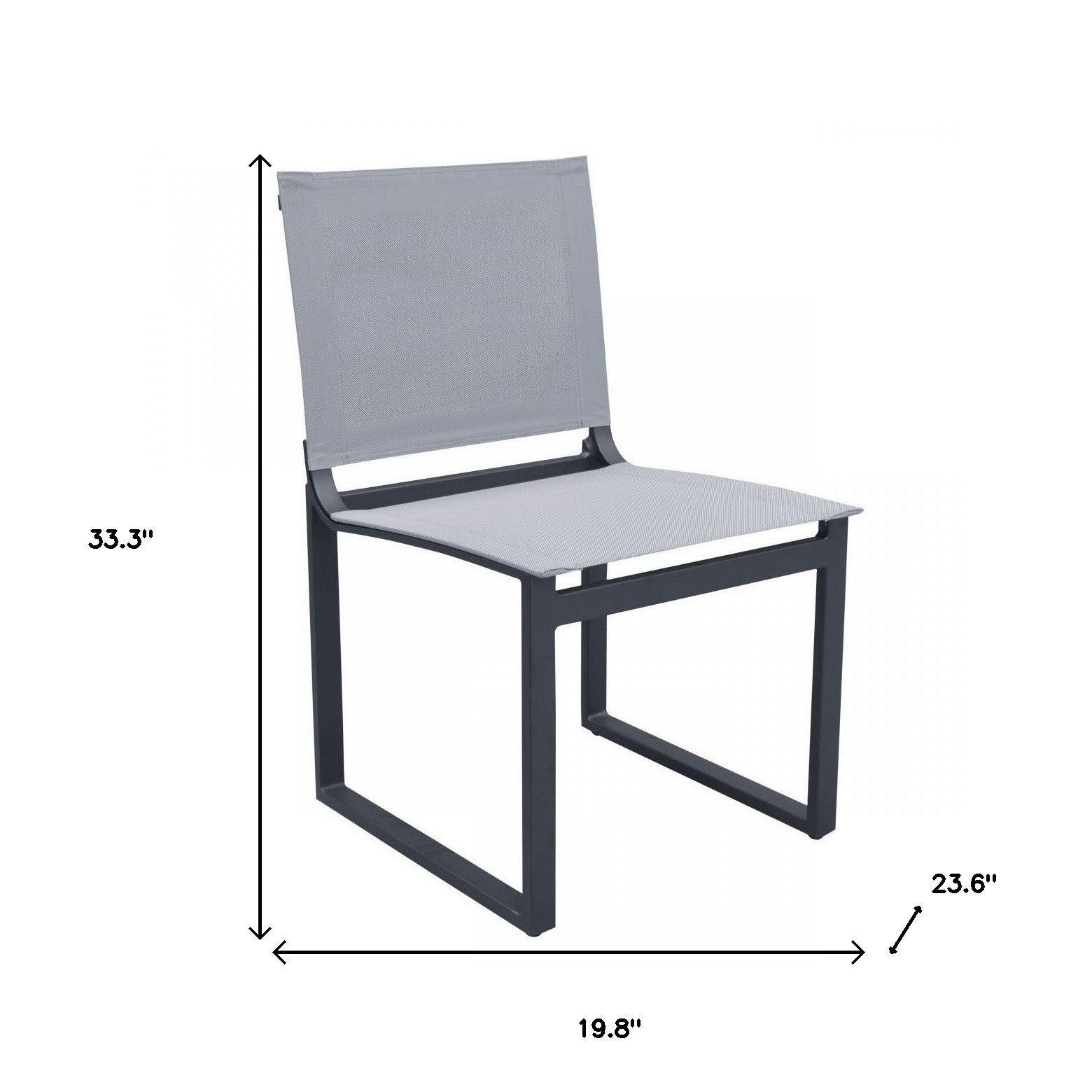 19" Set Of Two Gray and Black Outdoor Dining Chair