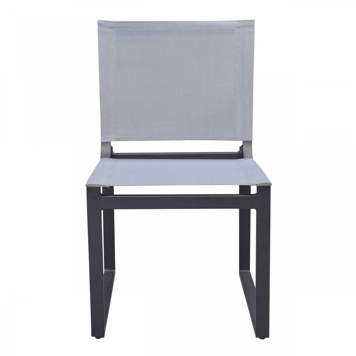 19" Set Of Two Gray and Black Outdoor Dining Chair