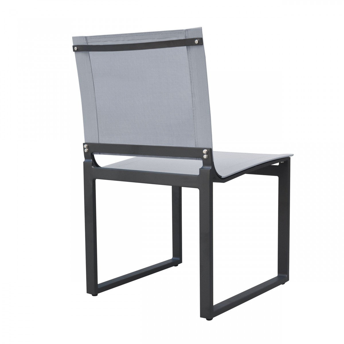 19" Set Of Two Gray and Black Outdoor Dining Chair