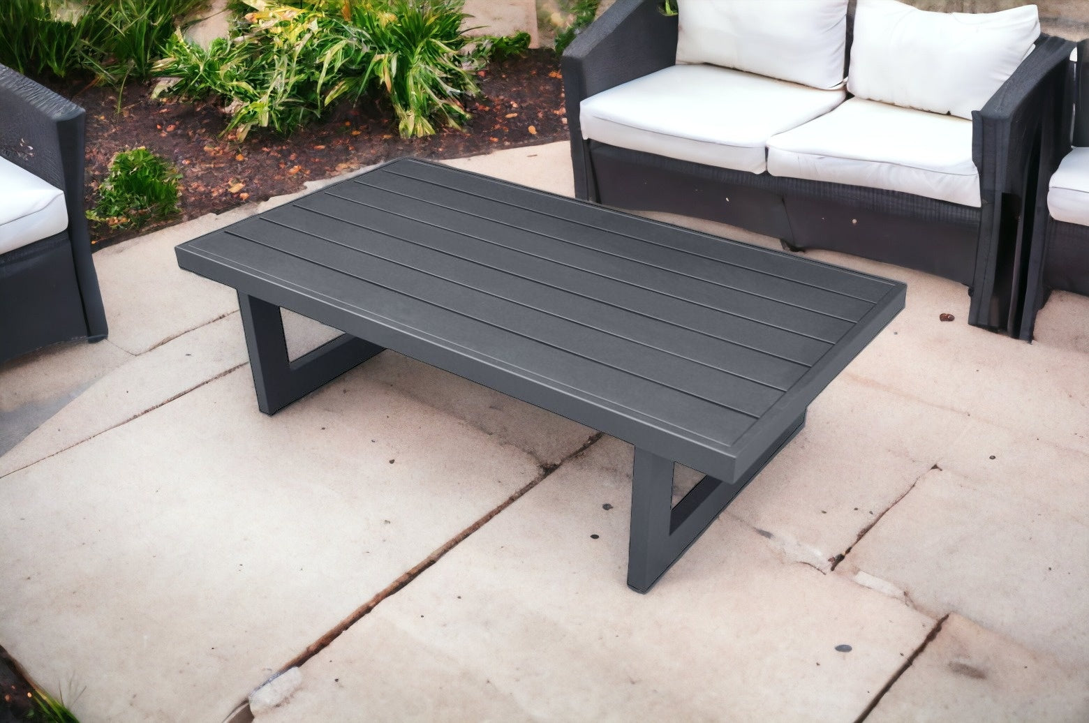 51" Gray Metal Outdoor Table