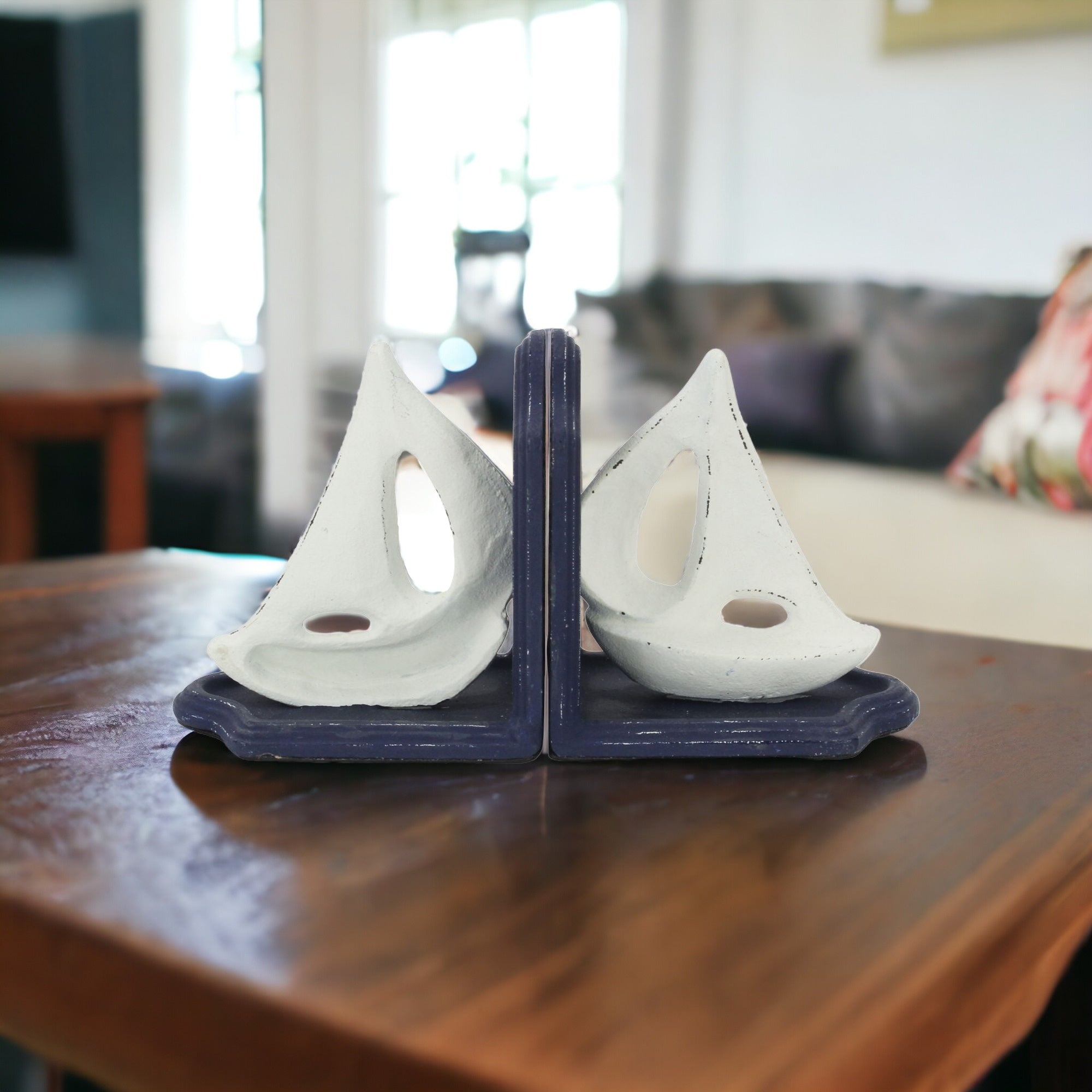 9" Blue Metal Sailboats Bookends