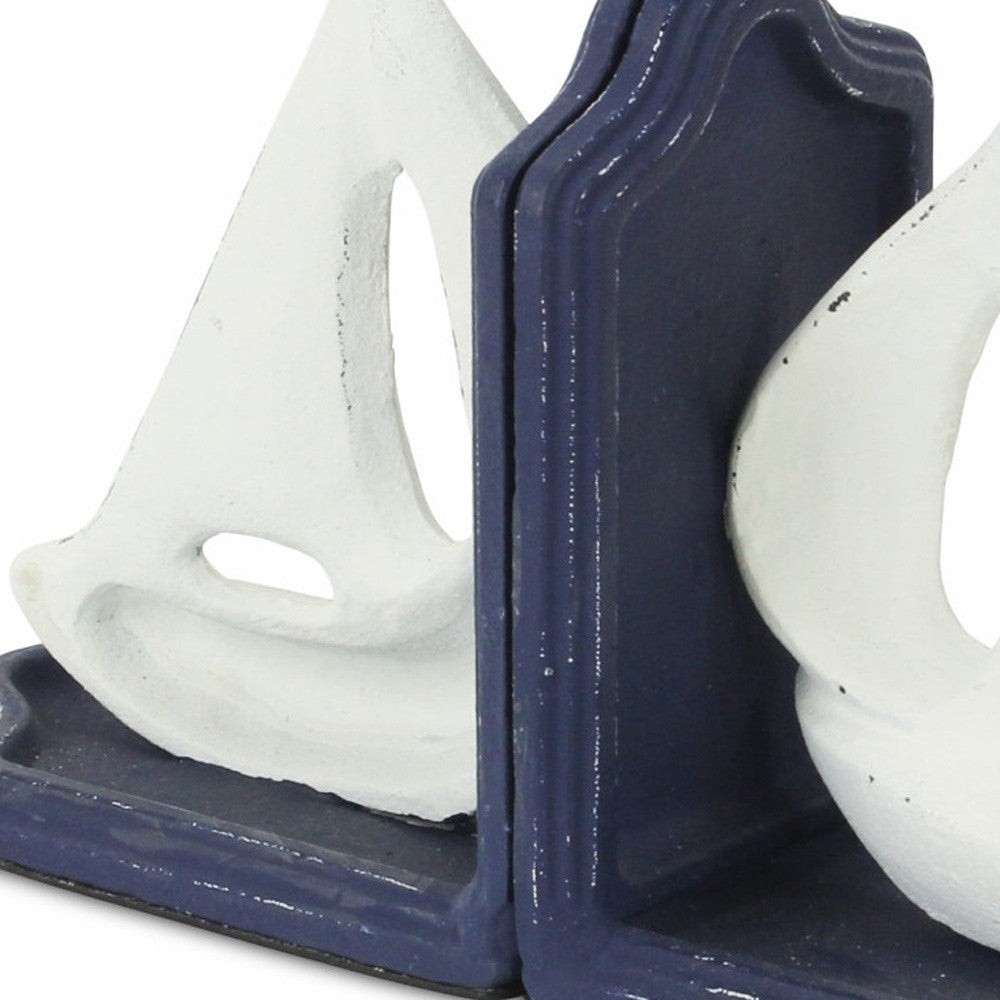 9" Blue Metal Sailboats Bookends