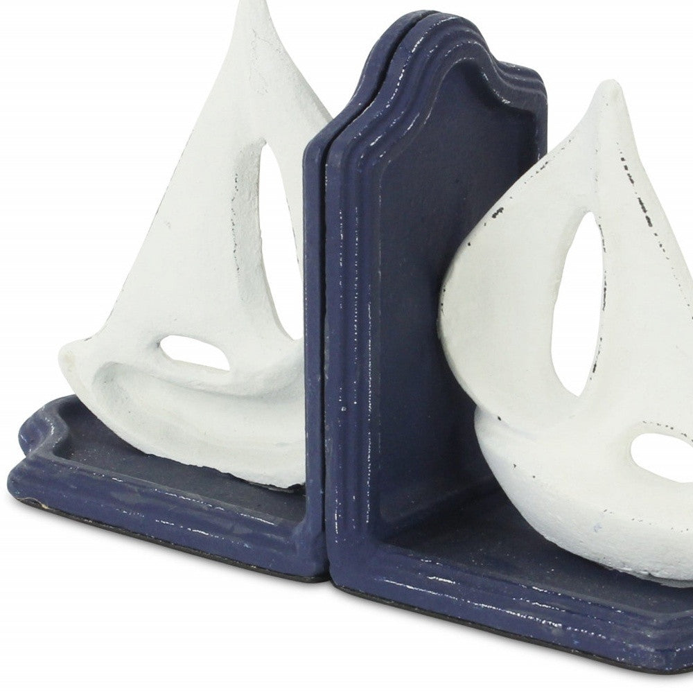 9" Blue Metal Sailboats Bookends