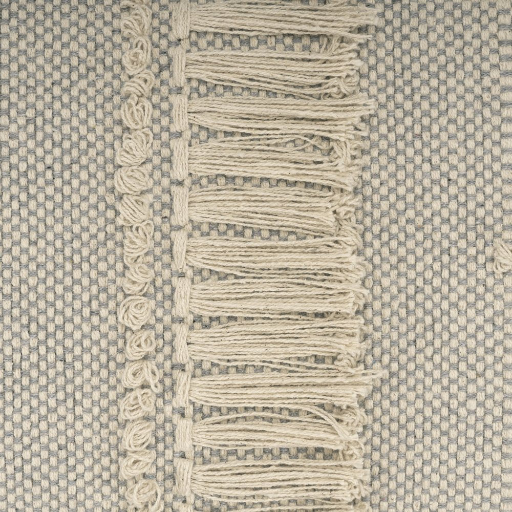 47" Cream Textured Cotton Coastal Bench