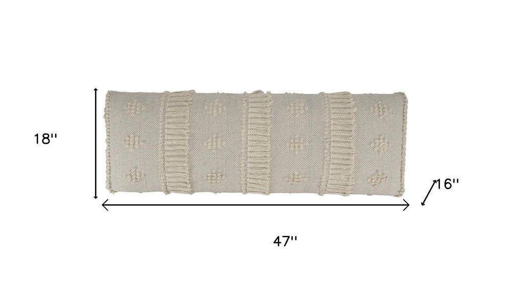 47" Cream Textured Cotton Coastal Bench