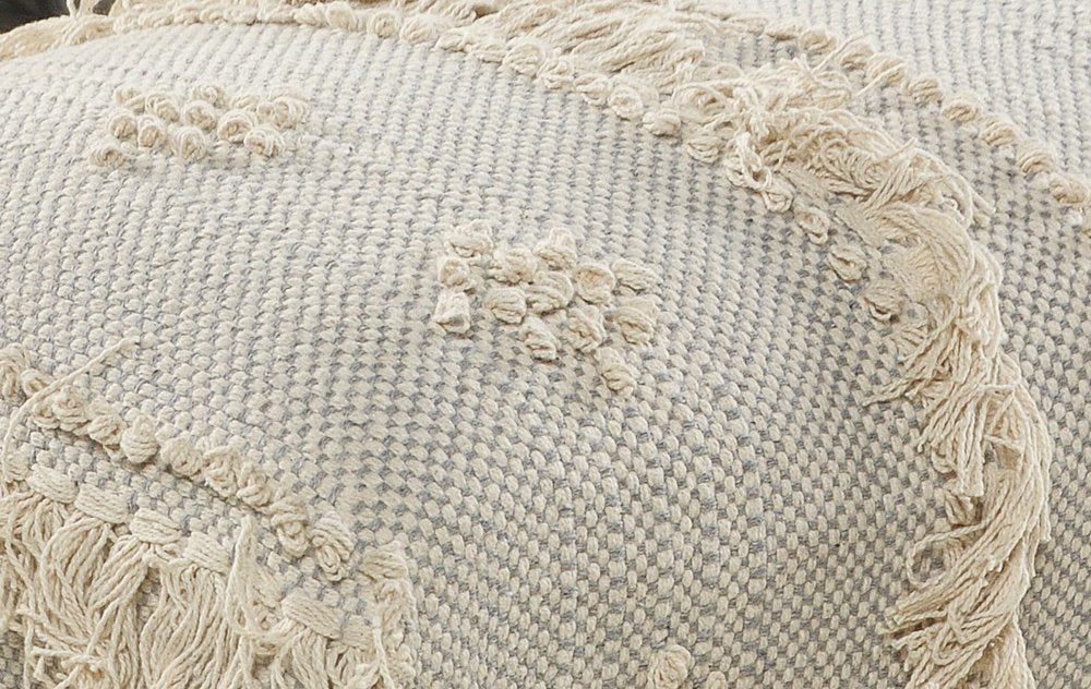 47" Cream Textured Cotton Coastal Bench
