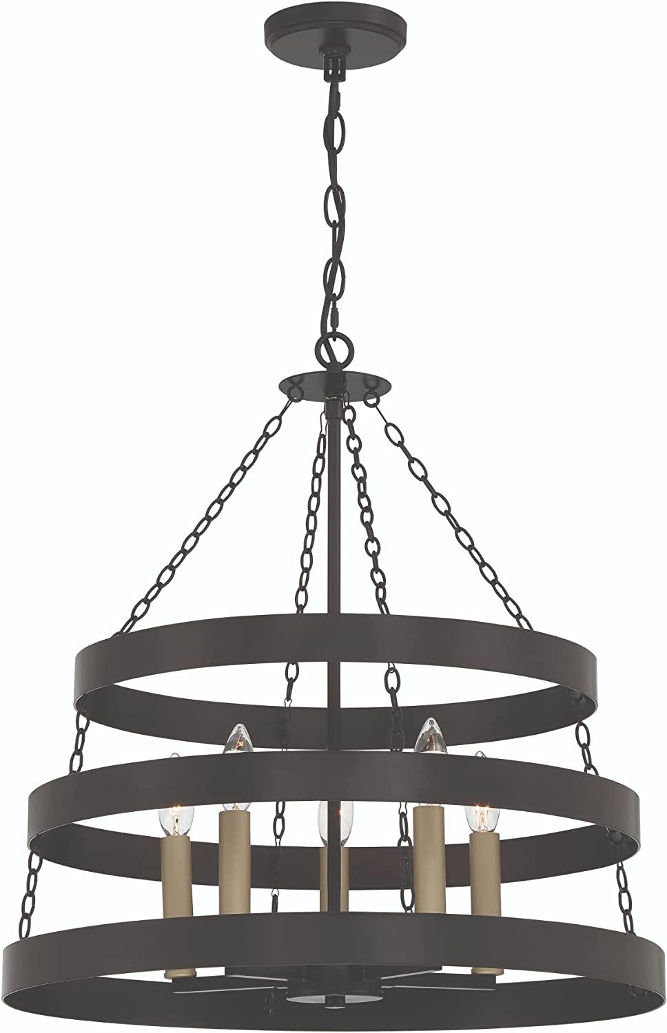 22" Black Ring Caged Chandelier