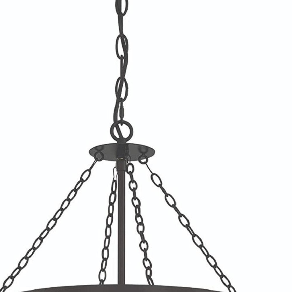 22" Black Ring Caged Chandelier