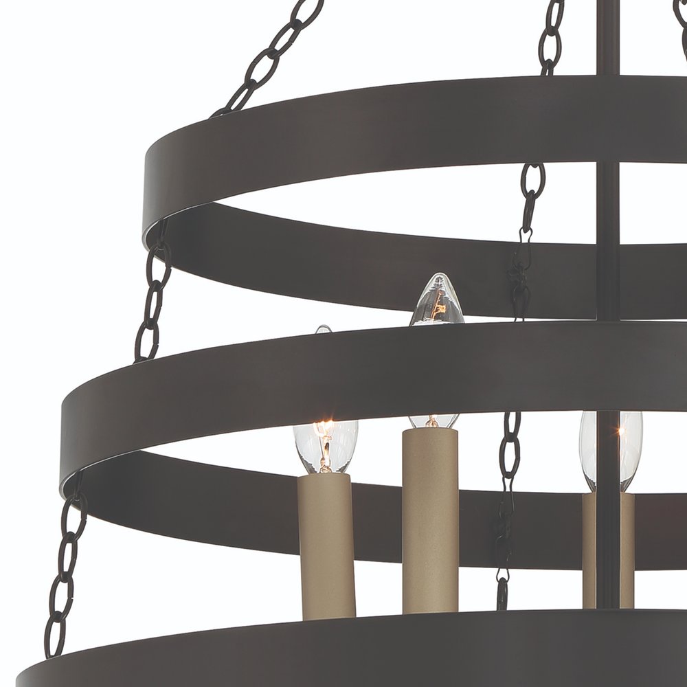 22" Black Ring Caged Chandelier