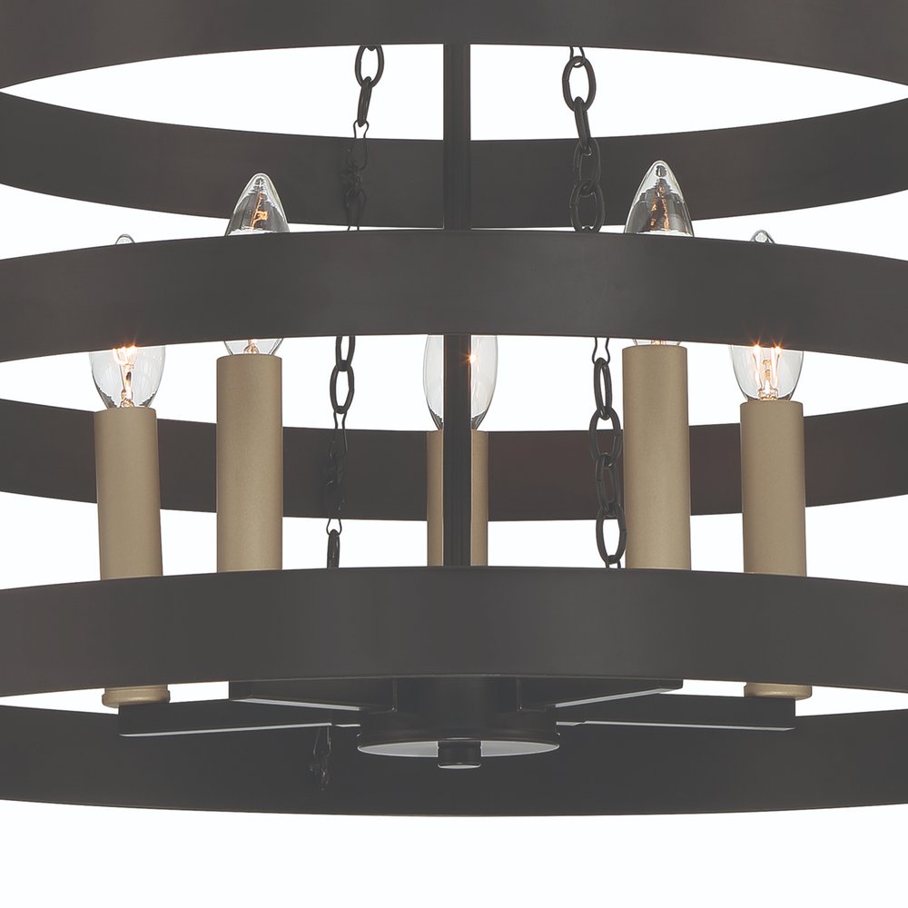22" Black Ring Caged Chandelier