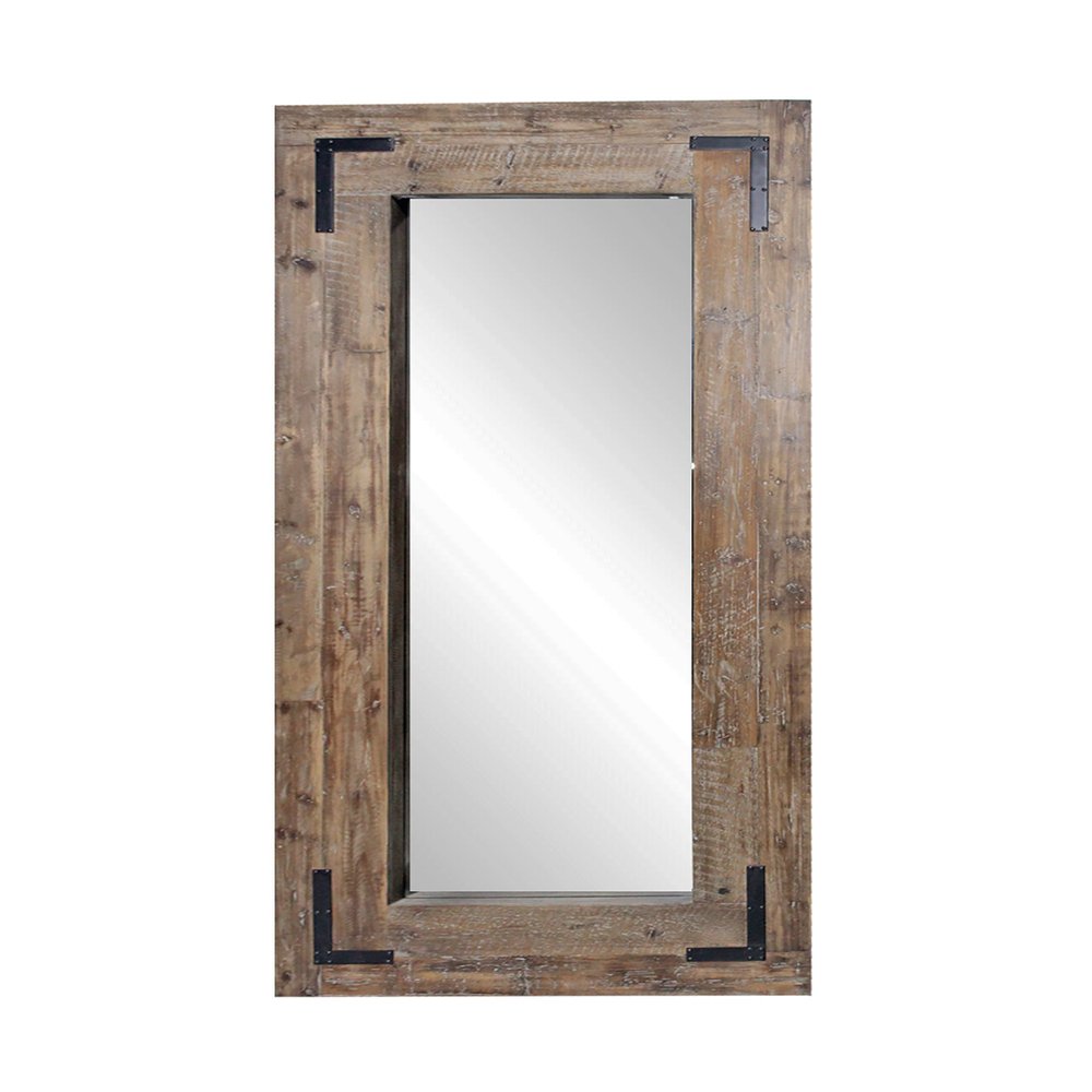 75" Brown Wood Leaning Accent Mirror