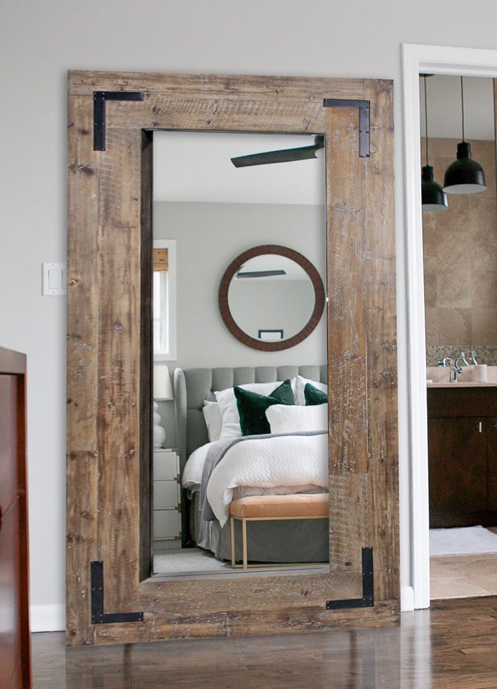 75" Brown Wood Leaning Accent Mirror