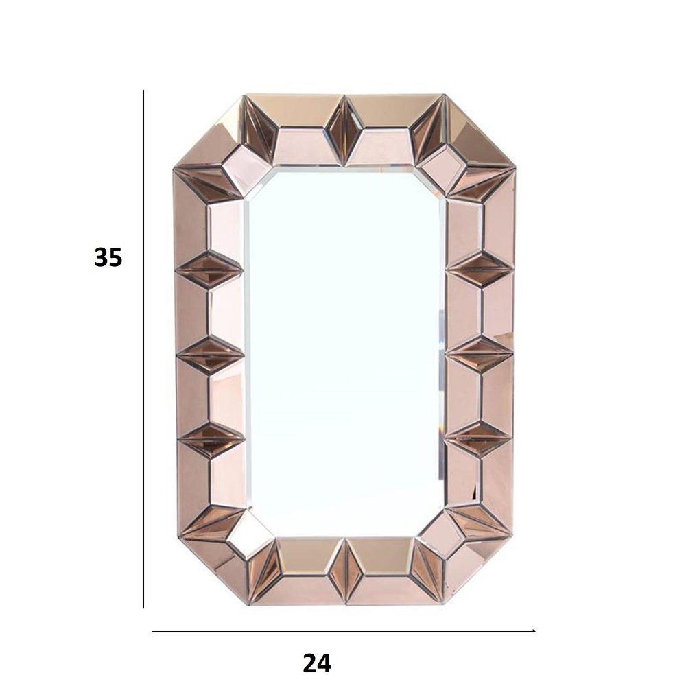 35" Rose Gold Glass Framed Mirror
