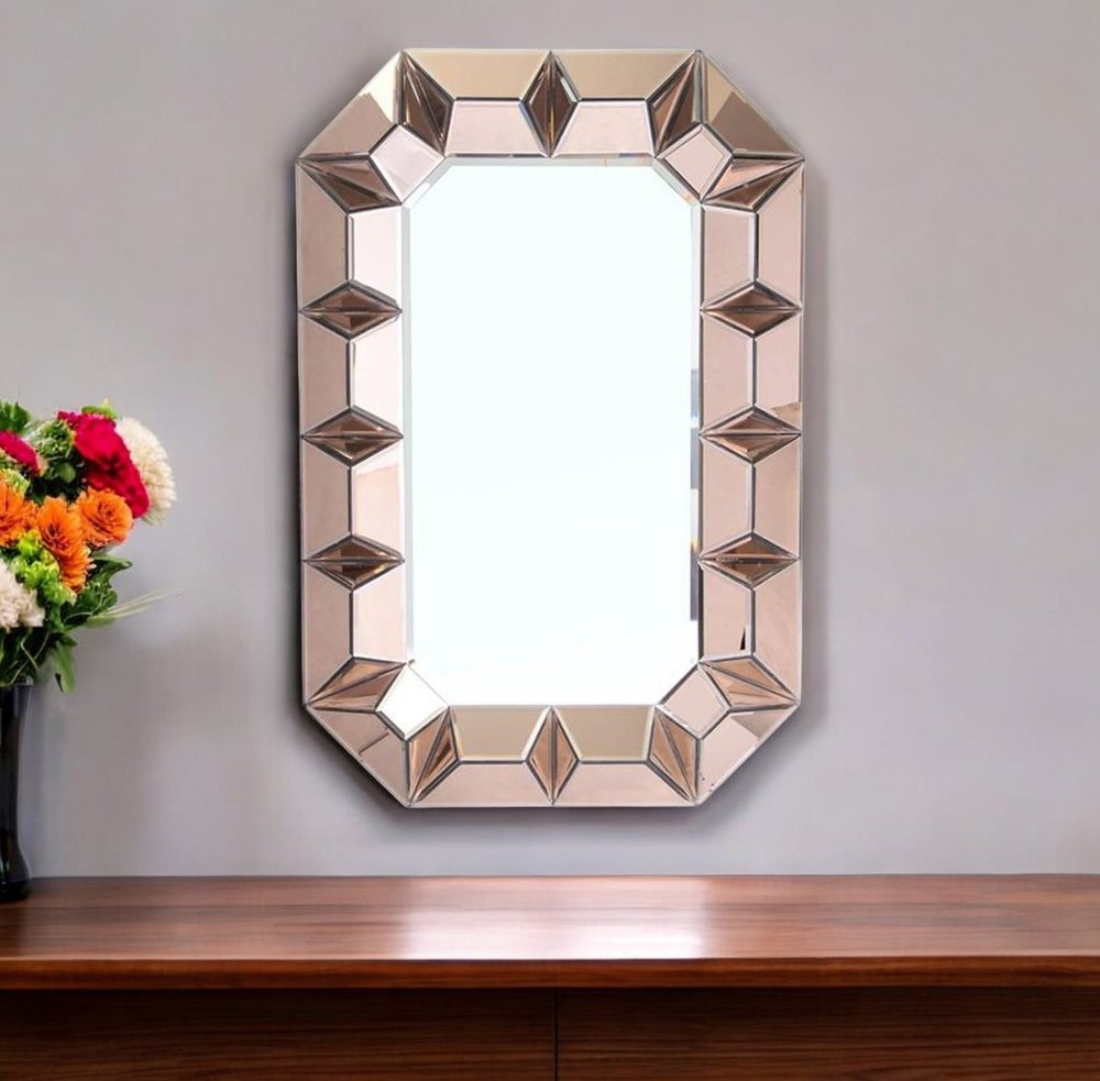 35" Rose Gold Glass Framed Mirror