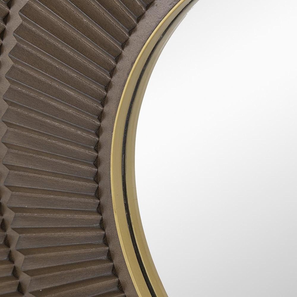 32" Brown and Gold Round Industrial Mirror