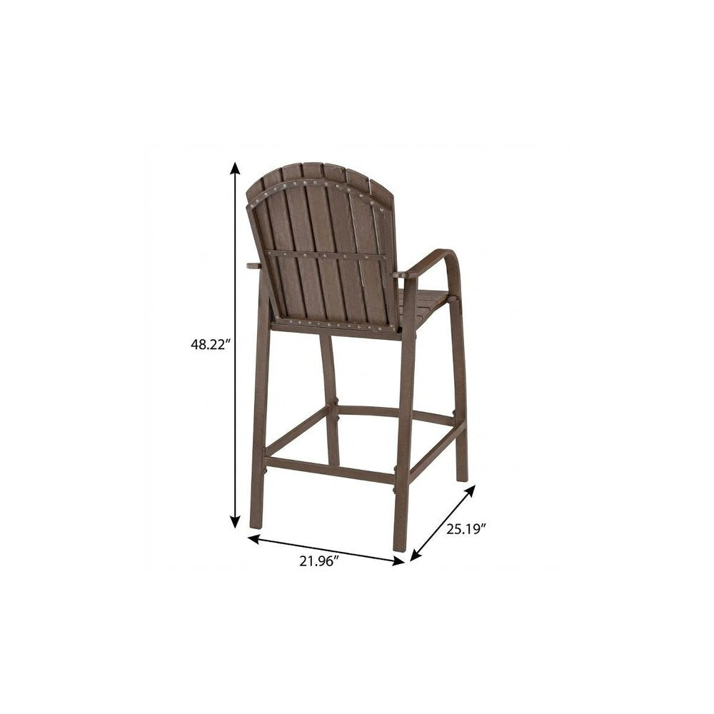 Set of Two 48" Brown Adirondack Outdoor Bar Chair