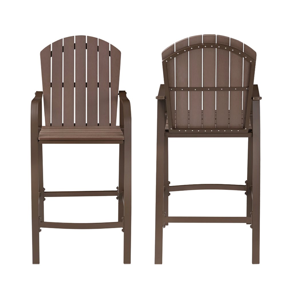 Set of Two 48" Brown Adirondack Outdoor Bar Chair