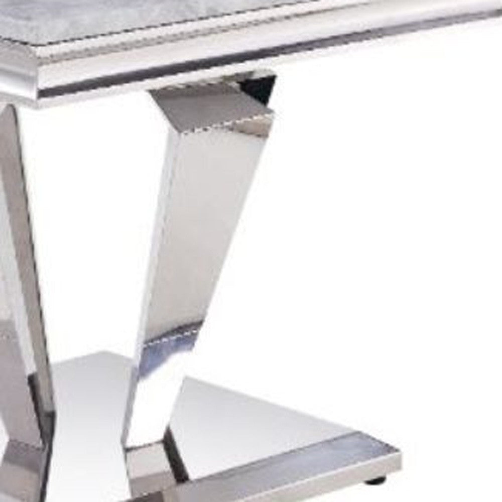 24" Silver and Gray Pedestal End Table