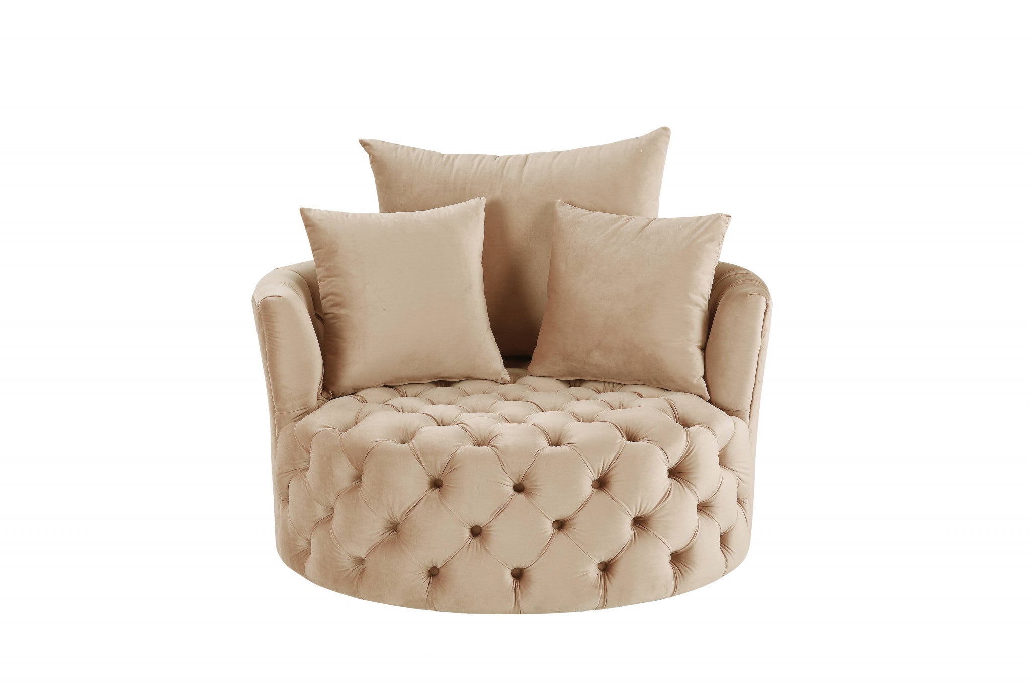 43" Velvet Tufted Swivel Pad Chair