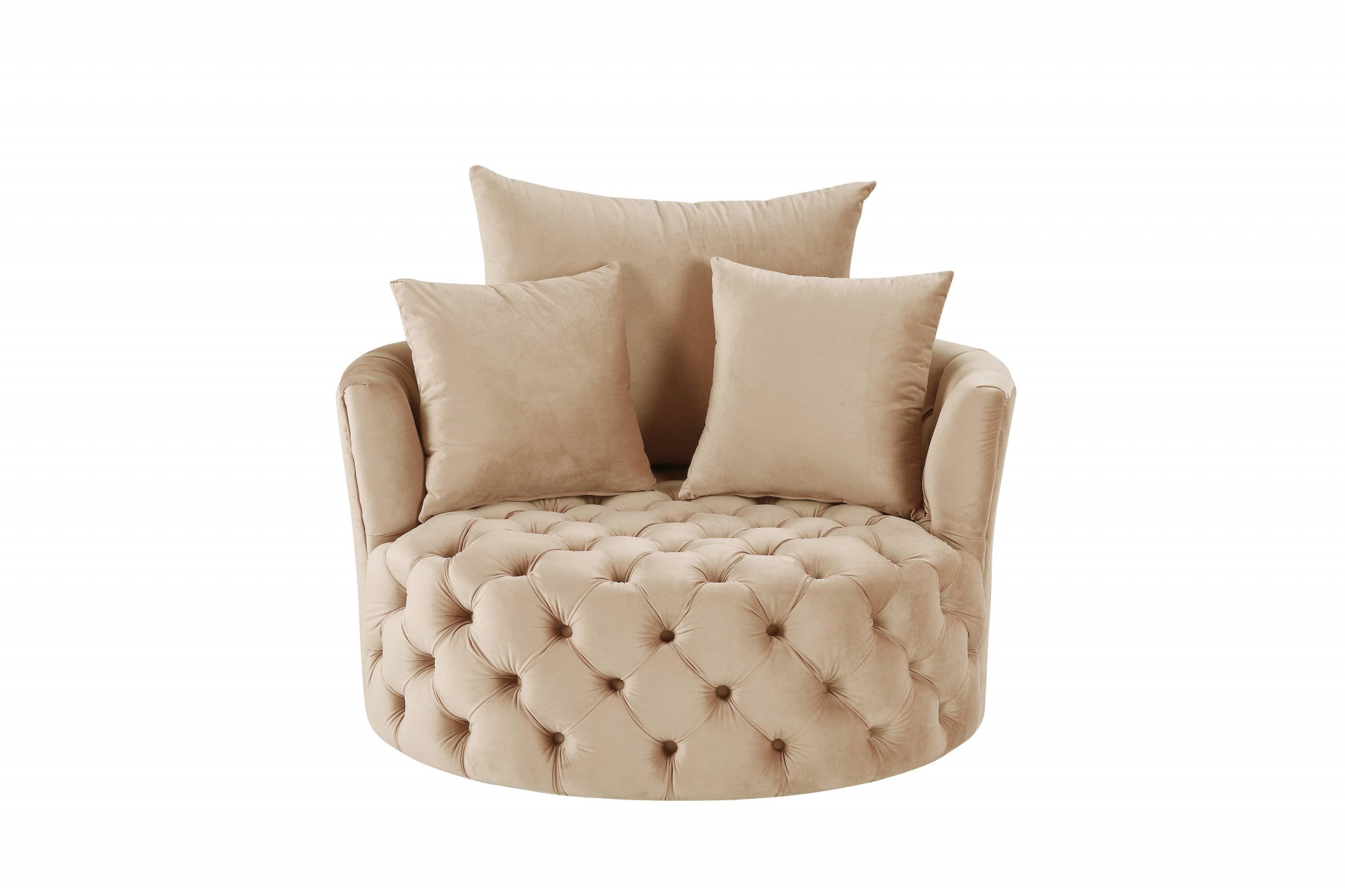 43" Velvet Tufted Swivel Pad Chair