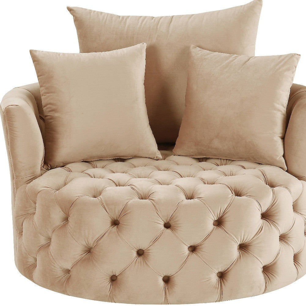 43" Velvet Tufted Swivel Pad Chair