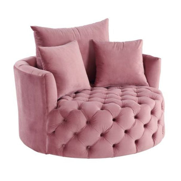 43" Velvet Tufted Swivel Pad Chair