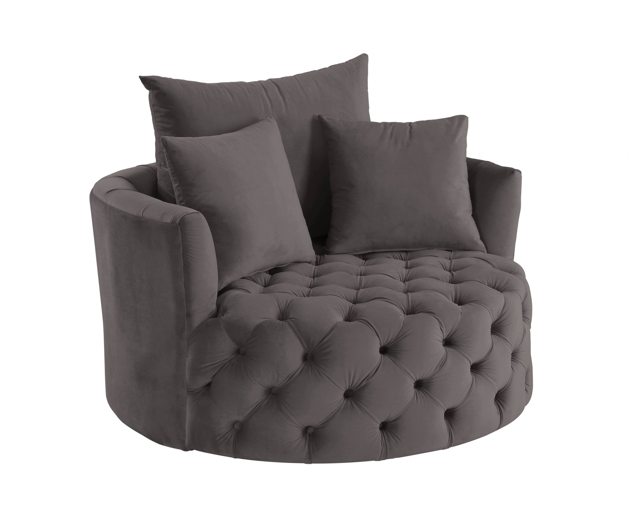 43" Velvet Tufted Swivel Pad Chair