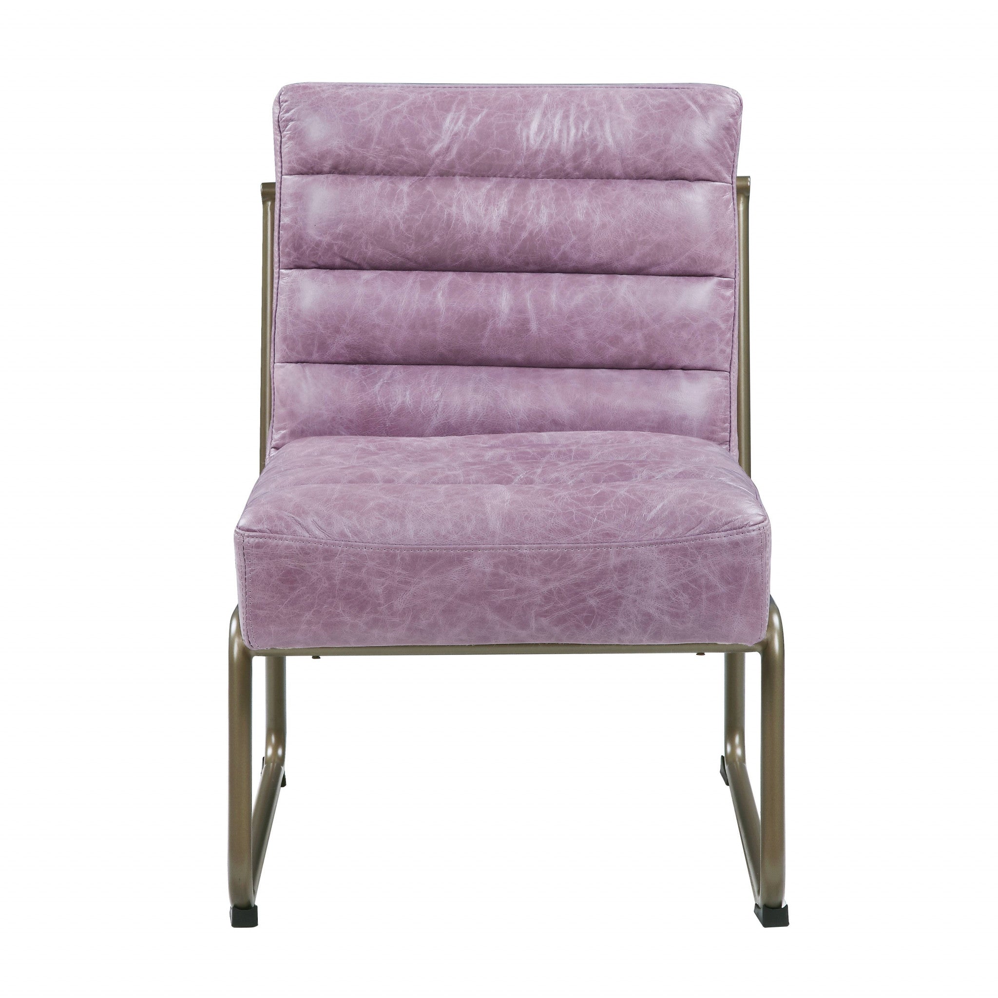 22" Wisteria Top-Grain Leather Horizontal Tufted Chair