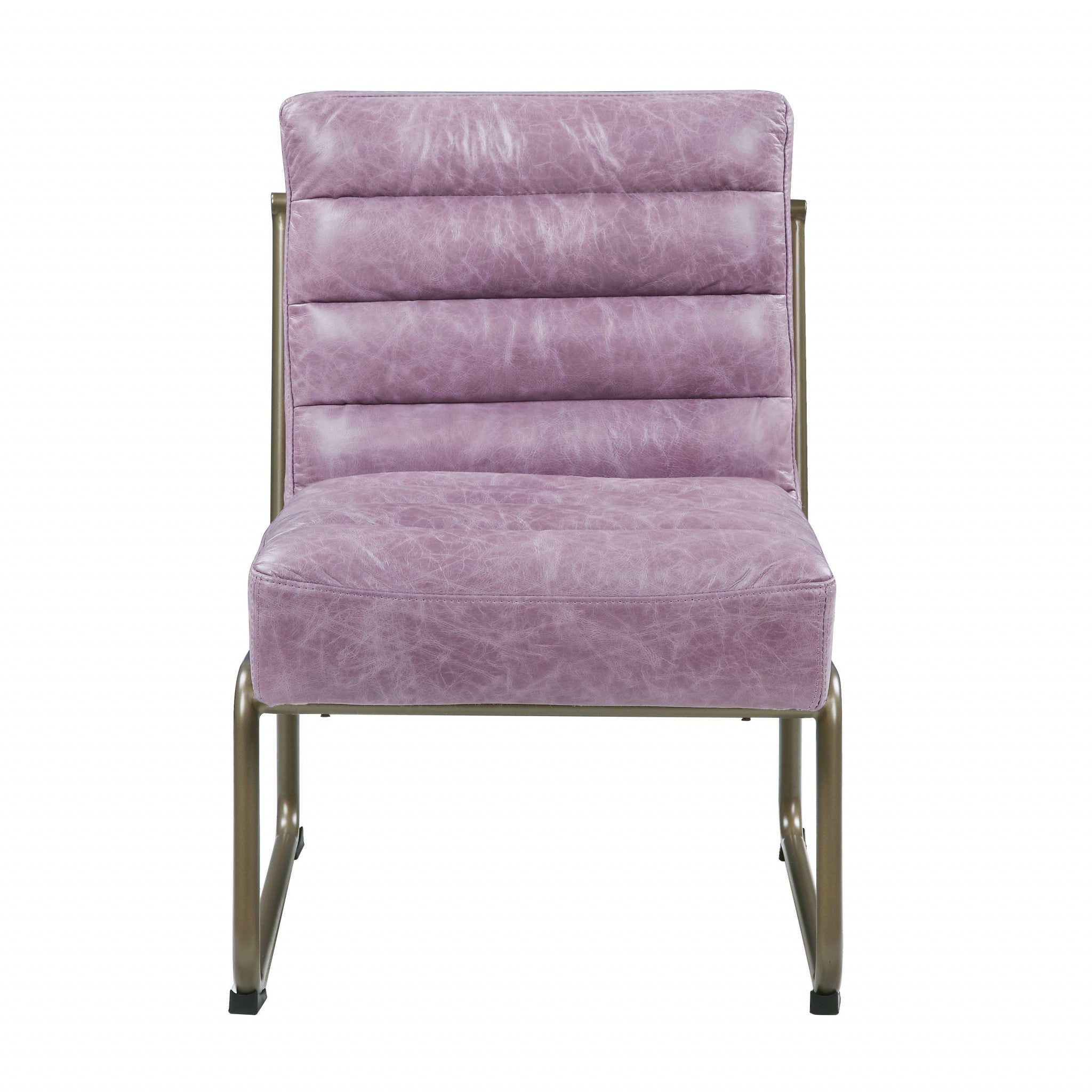 22" Wisteria Top-Grain Leather Horizontal Tufted Chair