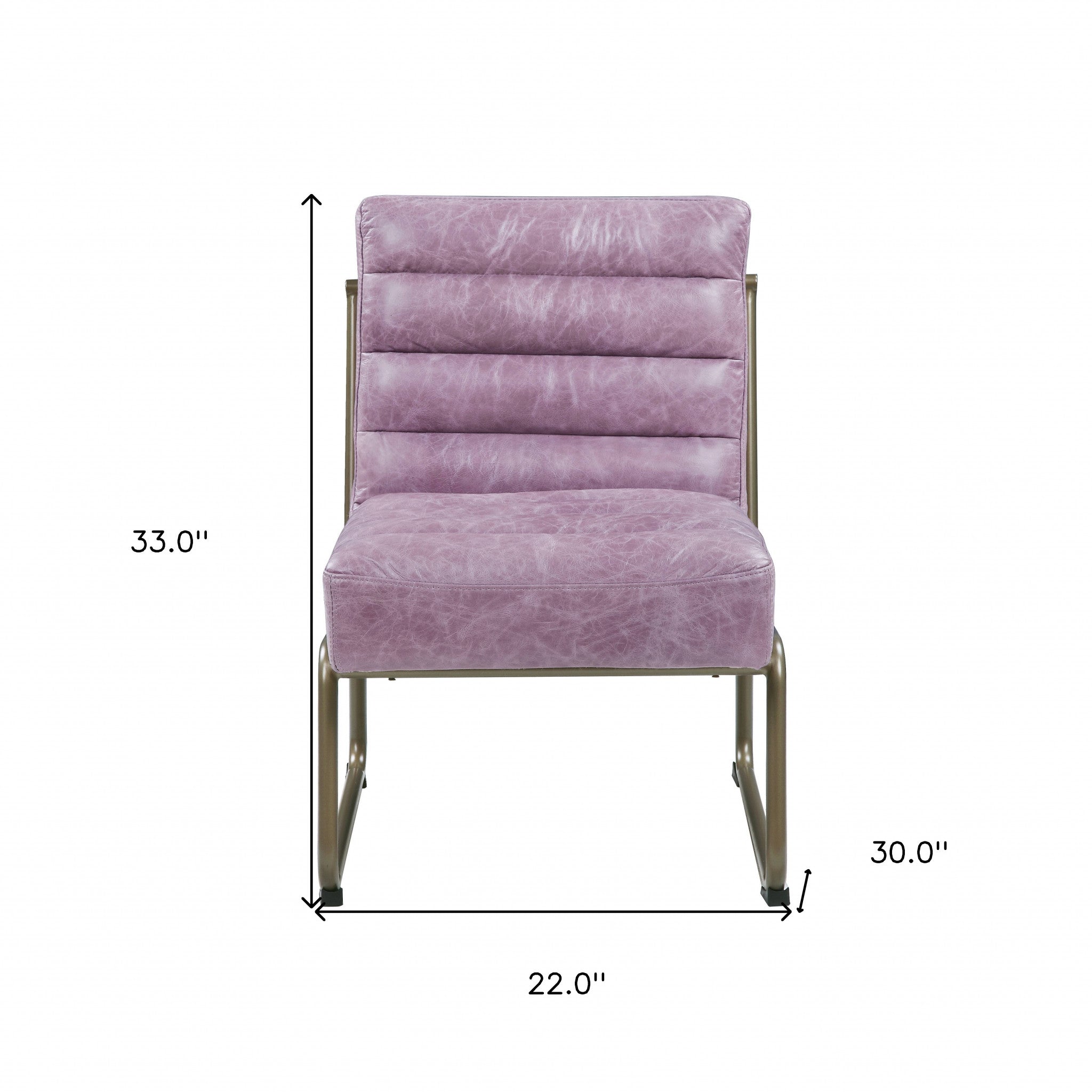 22" Wisteria Top-Grain Leather Horizontal Tufted Chair