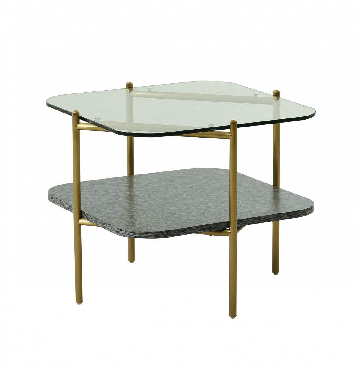 24" Gold Multi-Level Square End Table