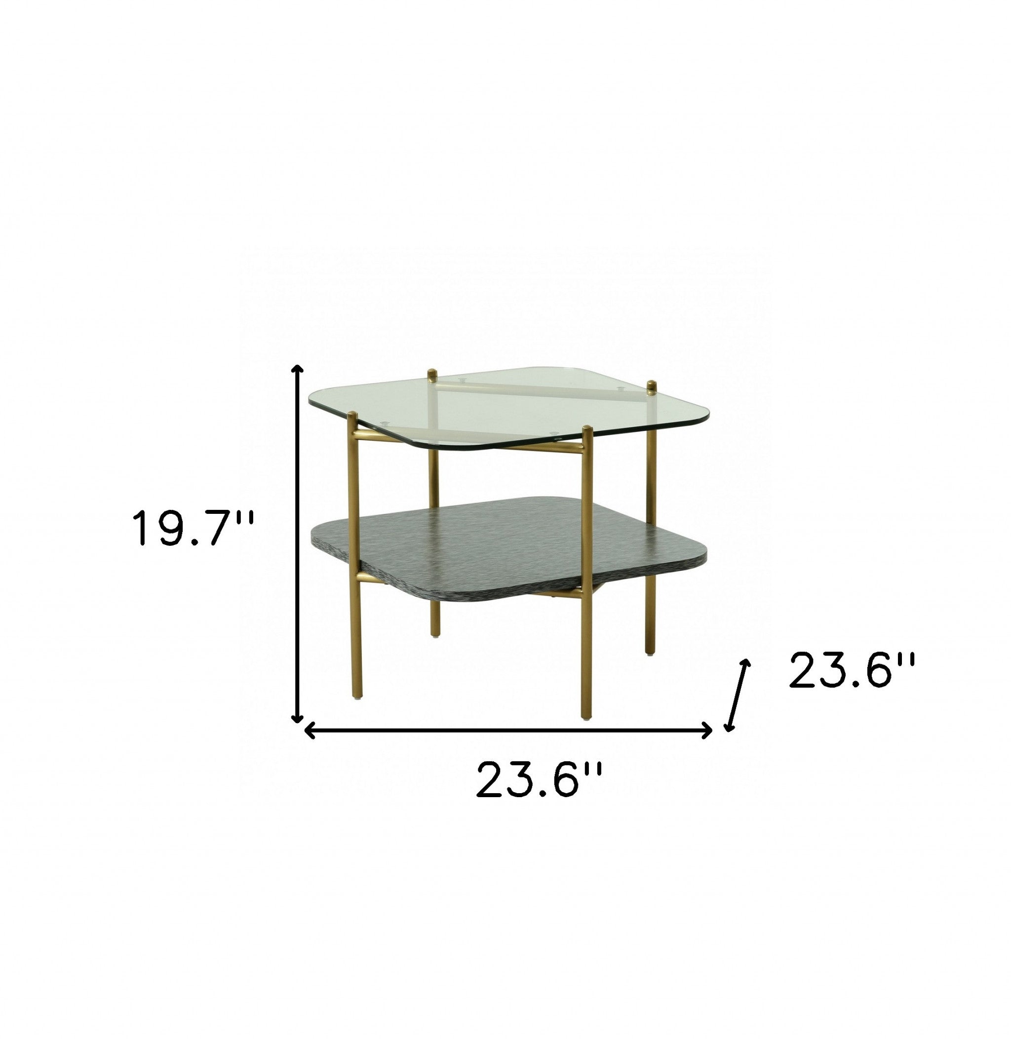 24" Gold Multi-Level Square End Table