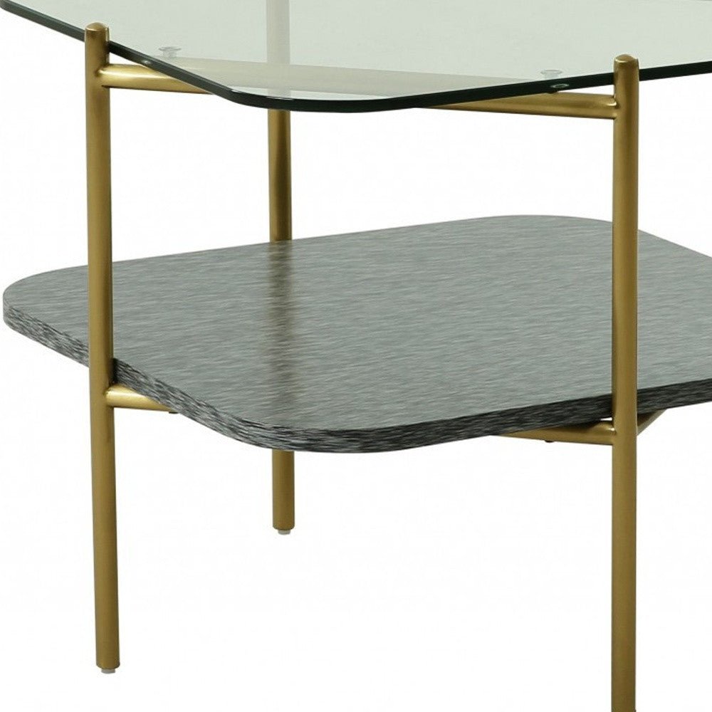 24" Gold Multi-Level Square End Table