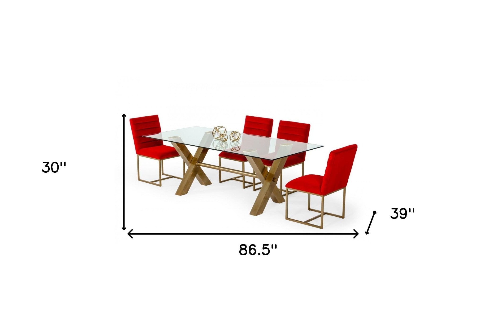 86" Gold Cross Base Steel Dining Table