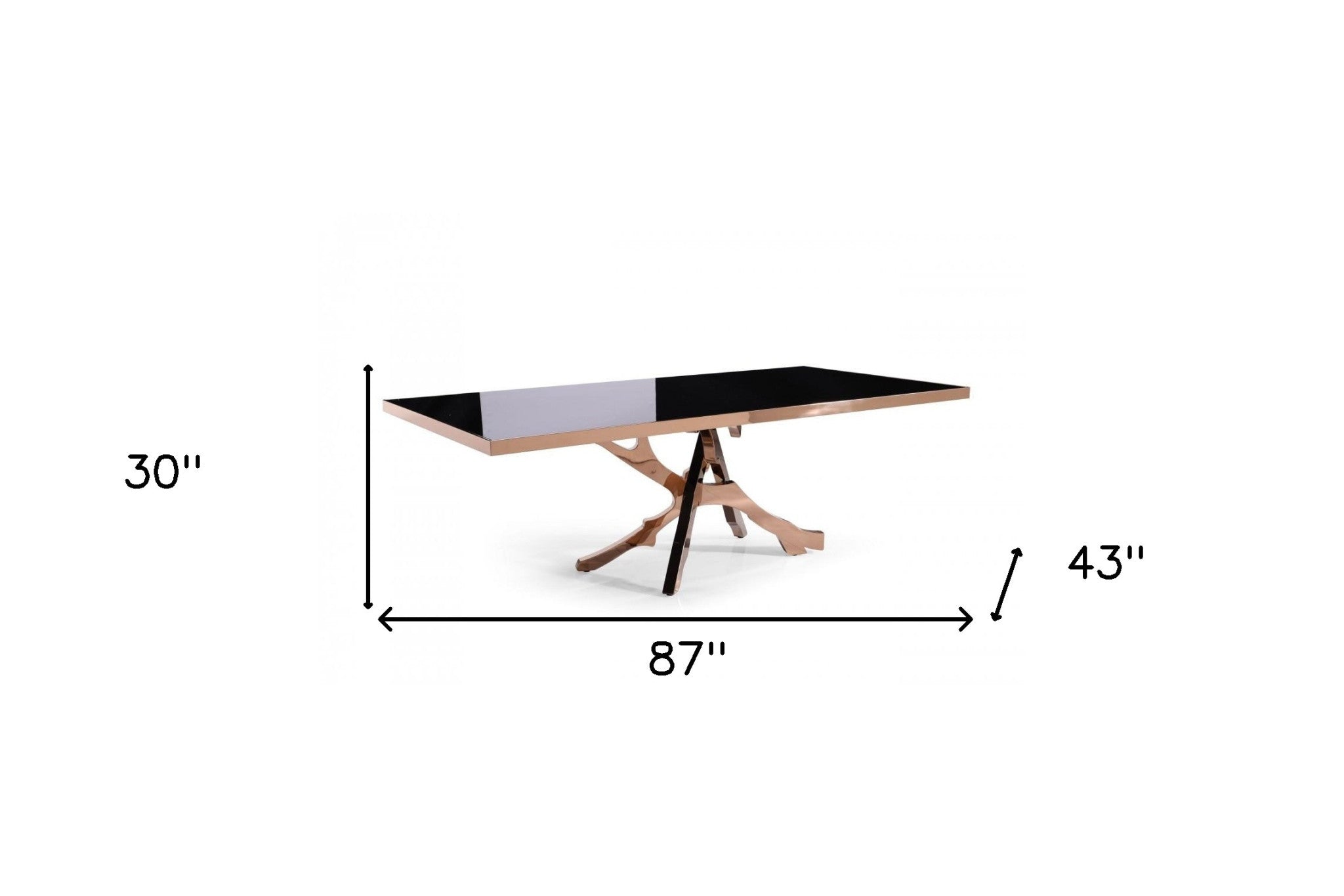 87" Black and Gold Metal Branch Base Dining Table