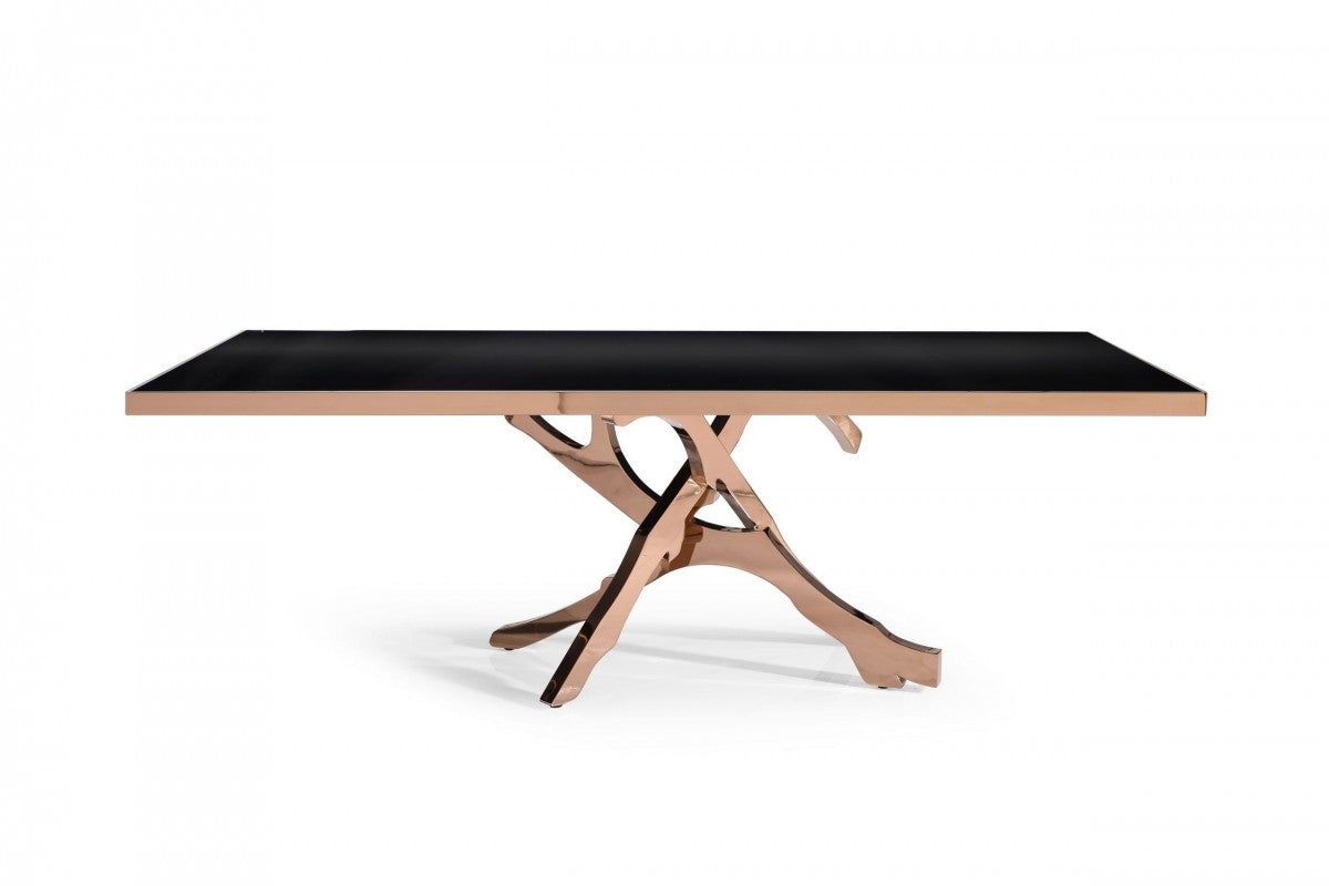 87" Black and Gold Metal Branch Base Dining Table