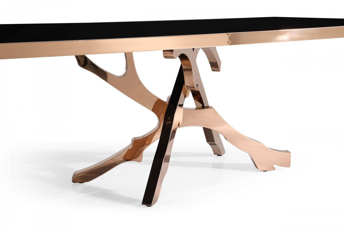 87" Black and Gold Metal Branch Base Dining Table