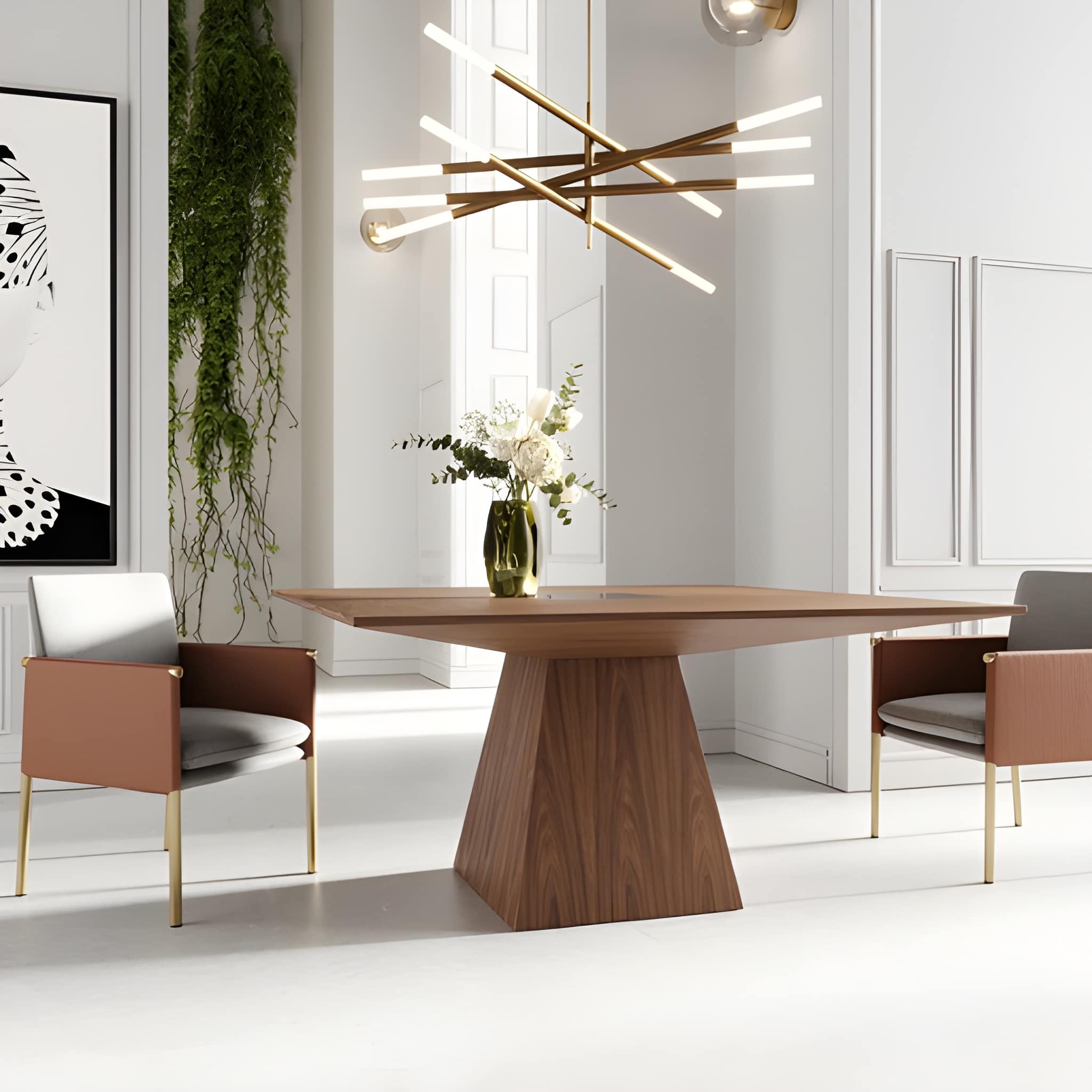 59" Walnut Square Top Wood Dining Table