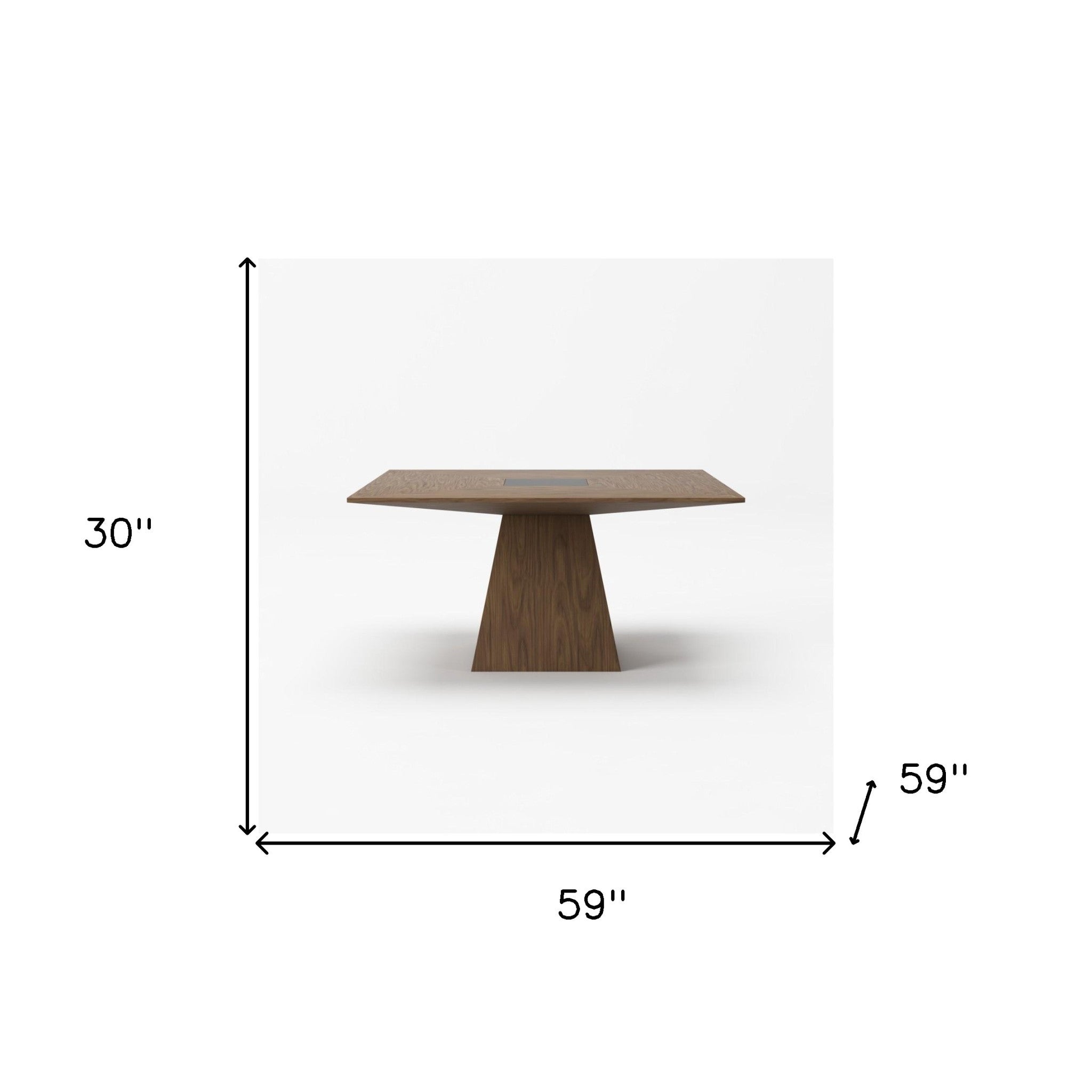 59" Walnut Square Top Wood Dining Table