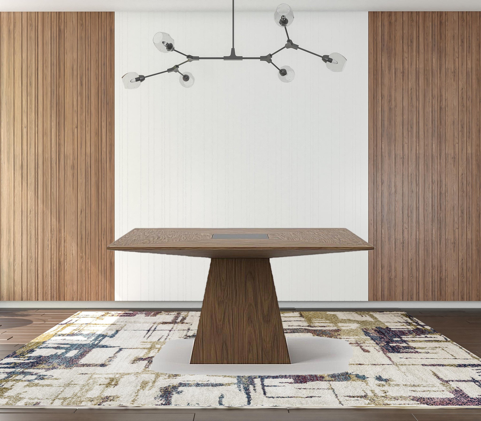 59" Walnut Square Top Wood Dining Table