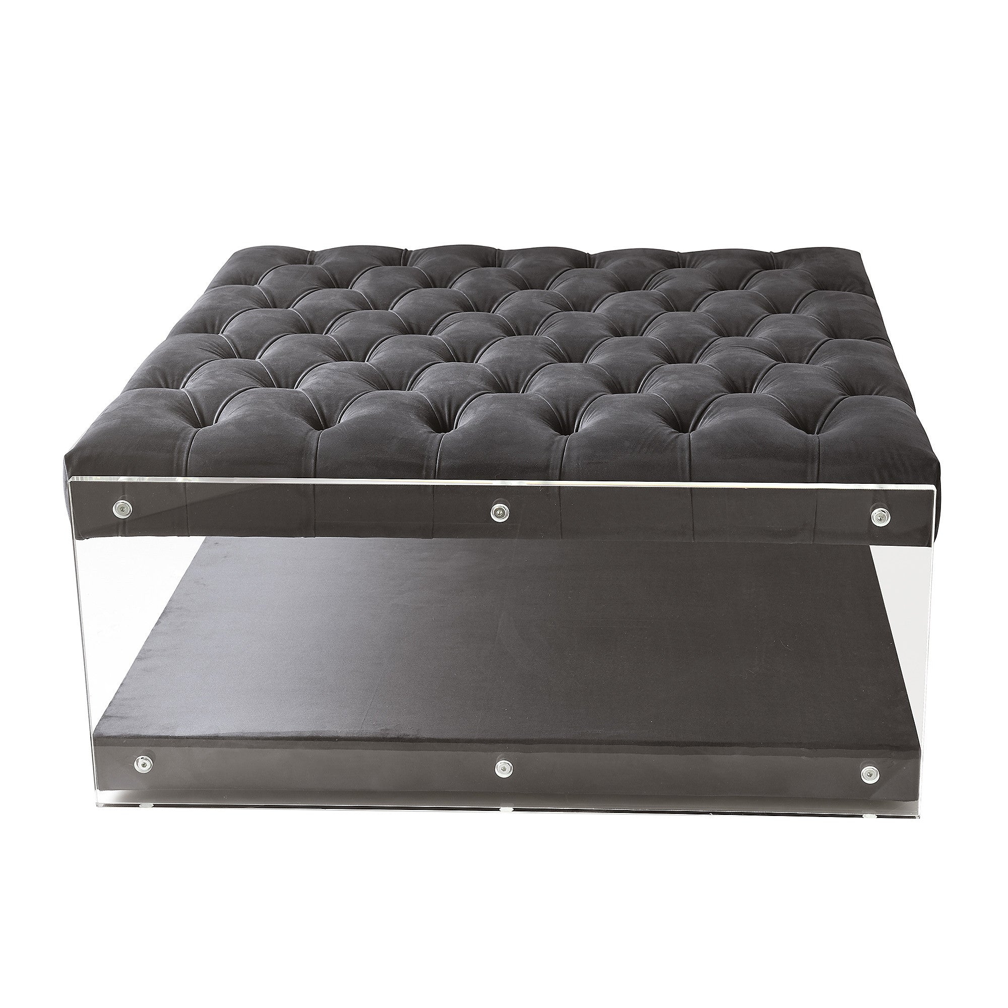 36" Velvet/Linen Square Storage Ottoman