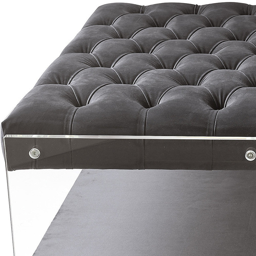 36" Velvet/Linen Square Storage Ottoman