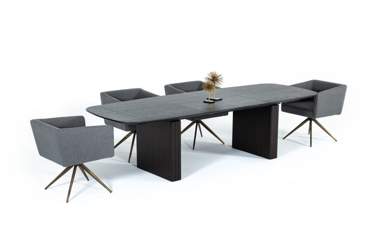 114" Smoke Gray Veneer Dining Table