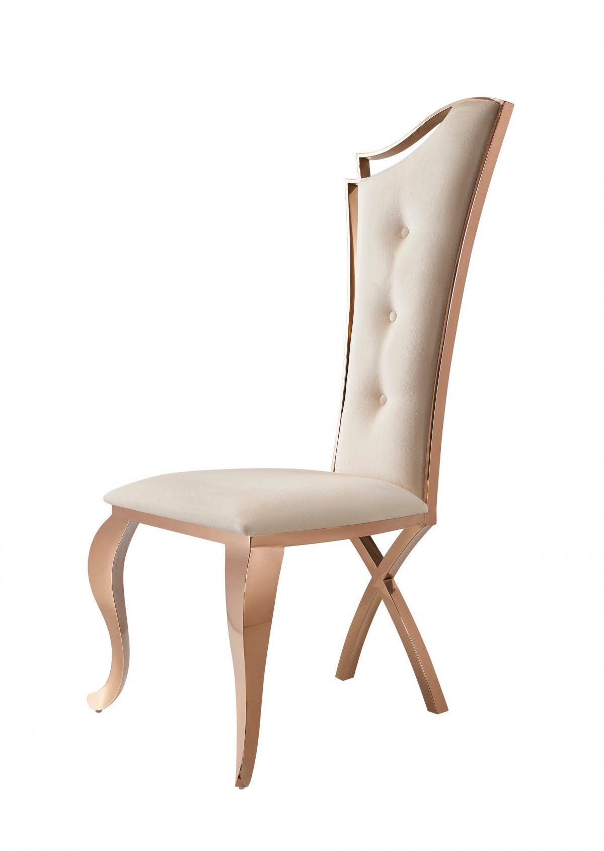 22" Set of Two Cream and Rose Gold Silhouette Chair