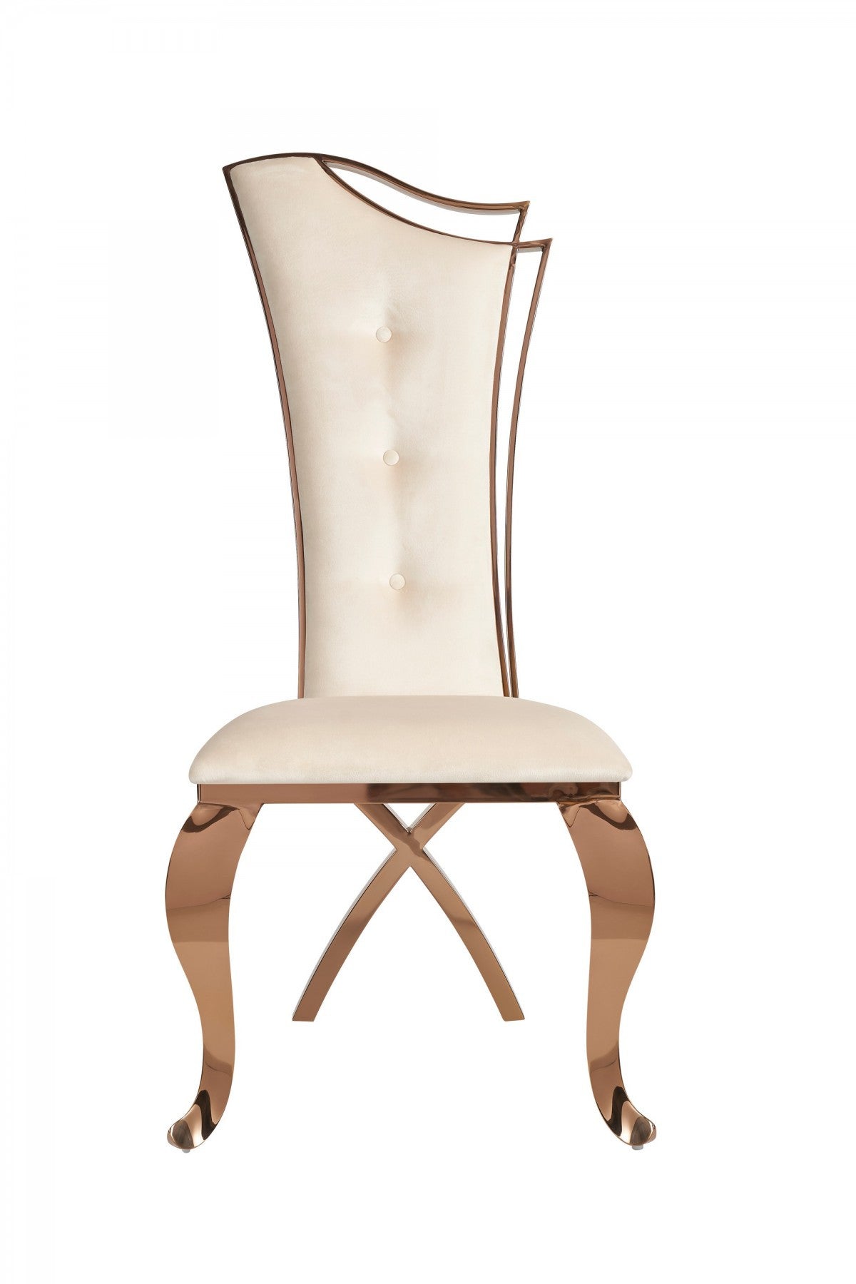 22" Set of Two Cream and Rose Gold Silhouette Chair