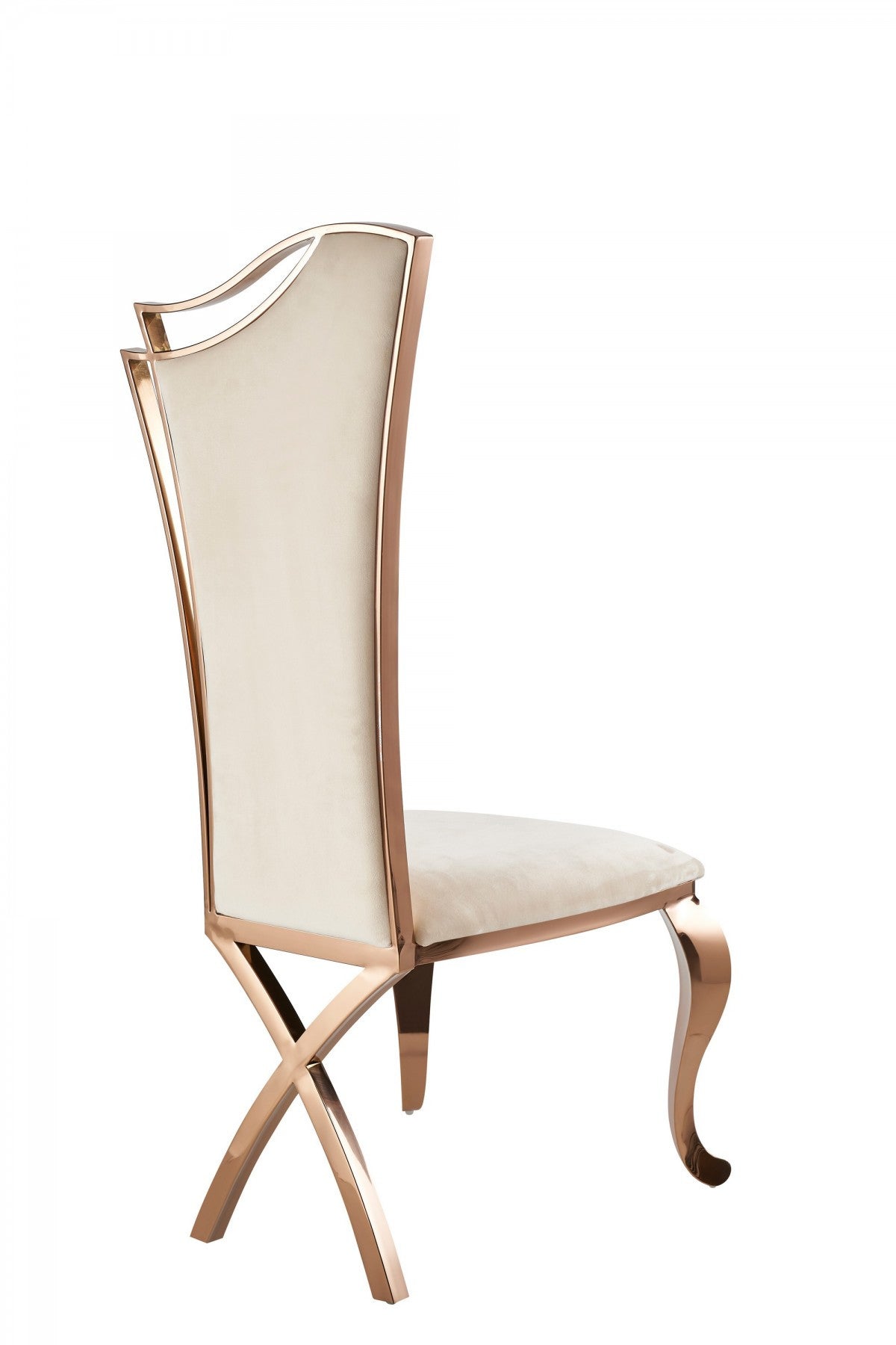 22" Set of Two Cream and Rose Gold Silhouette Chair