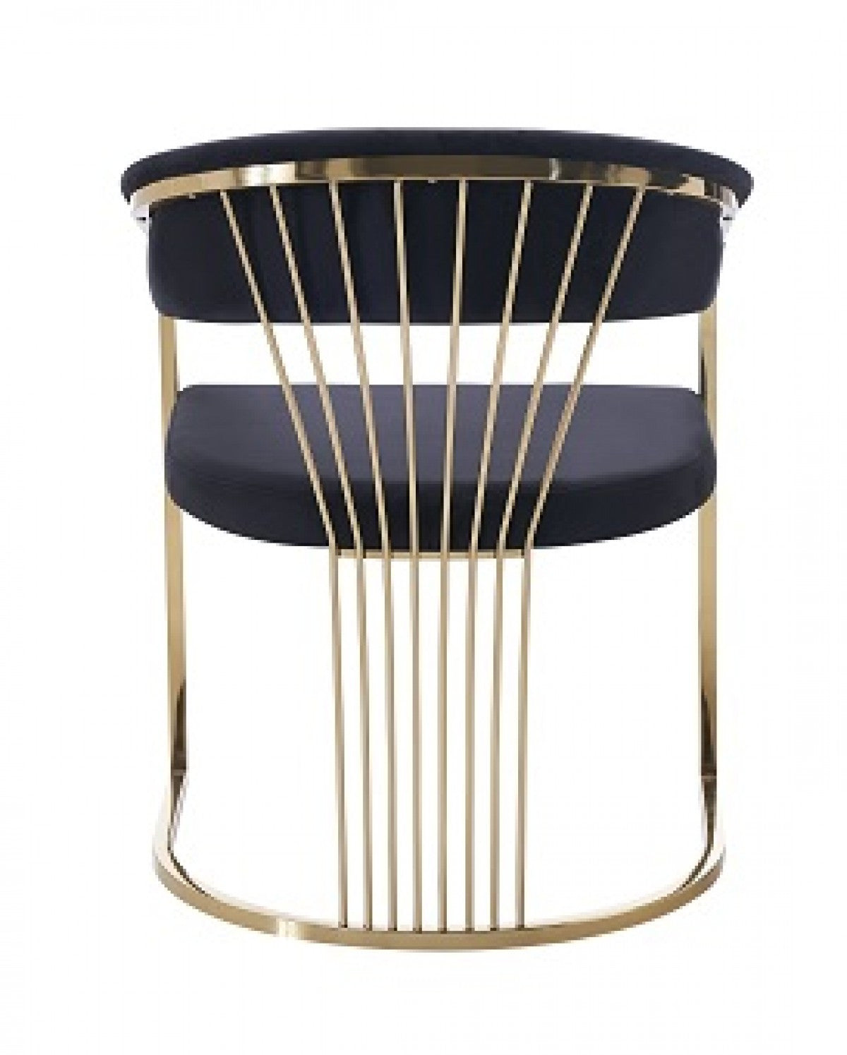 23" Black and Gold Velvet Barrel Dining Chair