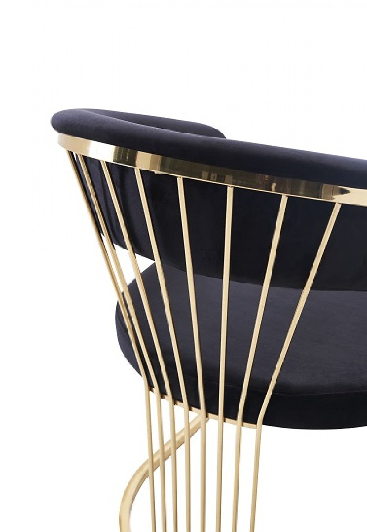 23" Black and Gold Velvet Barrel Dining Chair