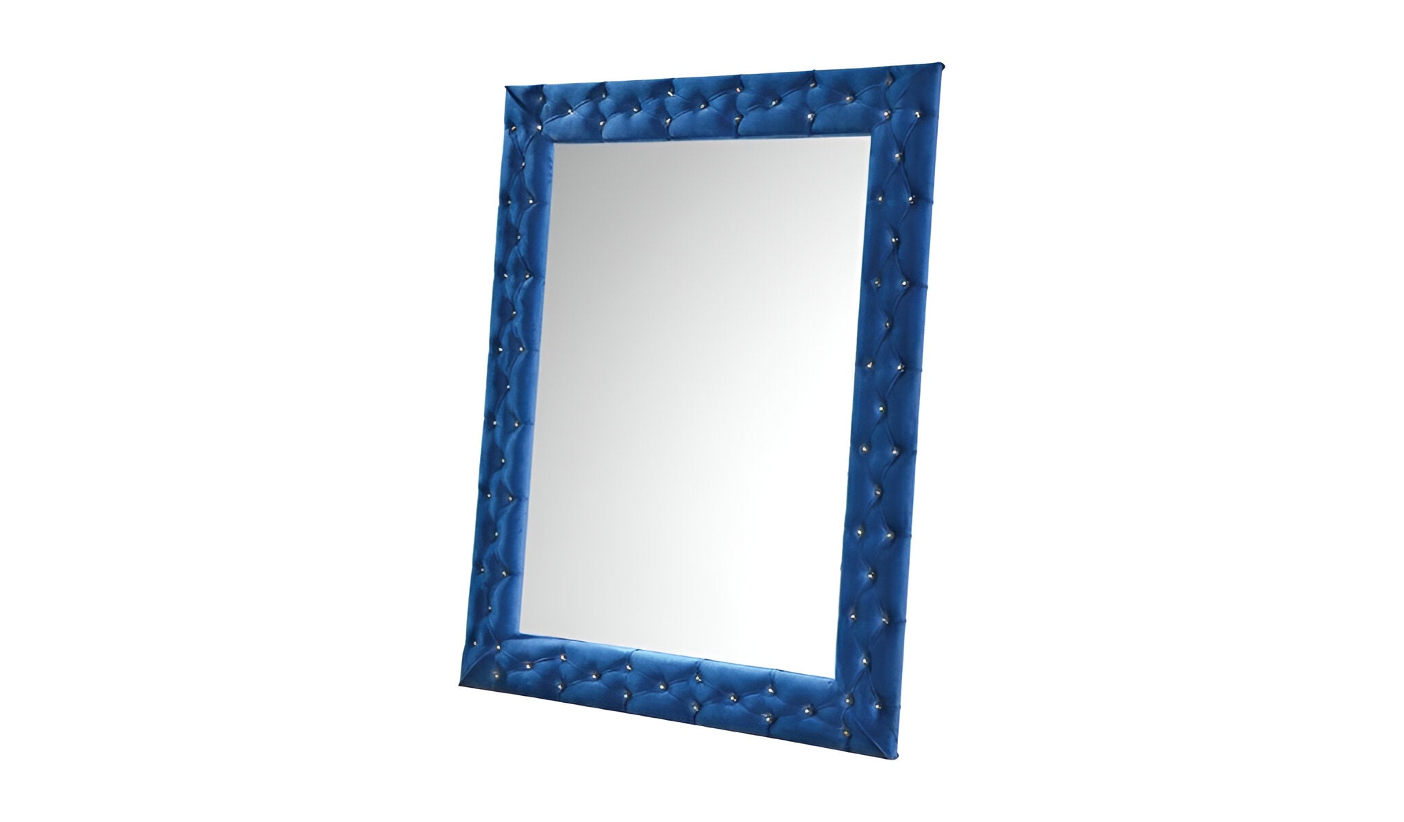 74" Blue Velvet Frame Accent Mirror